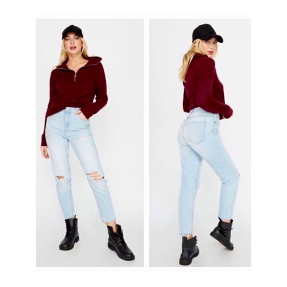 NWT SWS Denim Ultra High Rise Mom Distressed Jeans